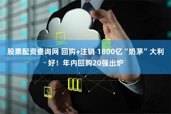 股票配资查询网 回购+注销 1800亿“奶茅”大利好！年内回购20强出炉