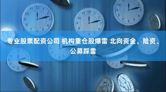 专业股票配资公司 机构重仓股爆雷 北向资金、险资、公募踩雷